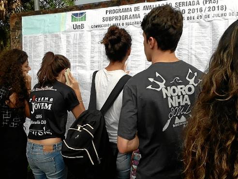 A lista com os nomes dos aprovados foi fixada no Teatro de Arena (Thiago Cotrim/Esp. CB/D.A Press)