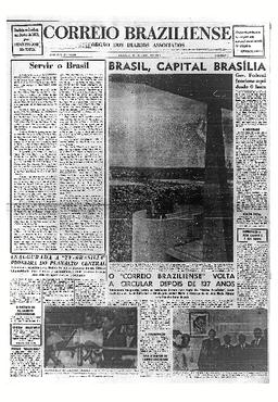Capa da primeira edição do jornal, inaugurado na fundação de Brasília (Arquvivo CB/CB/D.A Press)