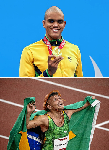 Estreante em Paralimpíadas, o brasiliense Wendell Belarmino fez bonito nas piscinas de Tóquio. Ontem, o atleta de 21 anos se consolidou como o homem mais rápido da natação ao vencer a prova dos 50m livre. Nas pistas de atletismo, Petrúcio Ferreira conquista bicampeonato nos 100m.  (Miriam Jeske/CPB - Ale Cabral/CPB)