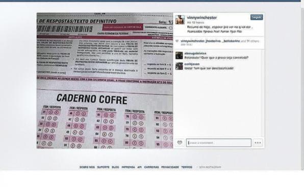 Foto do caderno cofre foi divulgada na rede e recebeu críticas de seguidores, antes de ser retirada do ar (Reprodução)